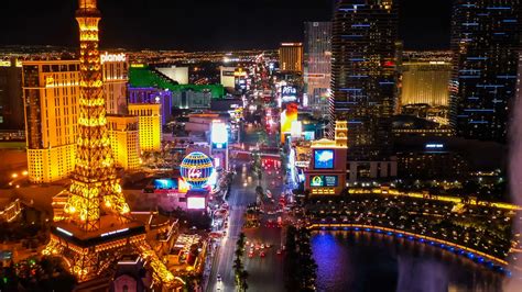 Flying Over Downtown Las Vegas At Night With Stock Footage SBV ...