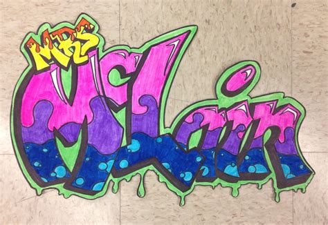 Graffiti Name Drawings - Middle School Art Lesson