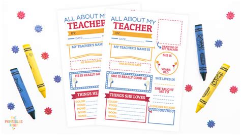 All About My Teacher (Free Printable) - The Printables Fairy