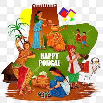 Pongal Celebration PNG Image, Pongal Village Celebrations Illustraion ...