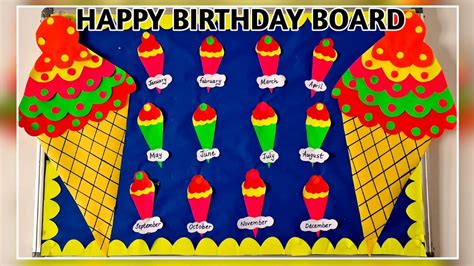 Birthday bulletin board idea for class rooms/School wall decoration ...