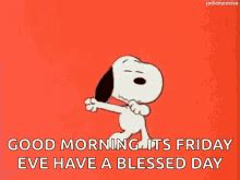 Good Morning Happy Friday Eve Dancing Snoopy Peanuts GIF | GIFDB.com