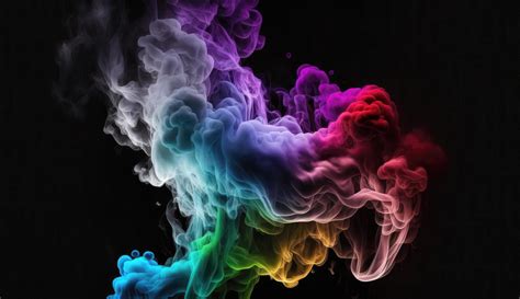 Abstract colorful of smoke background, neon light through smoke or fog ...