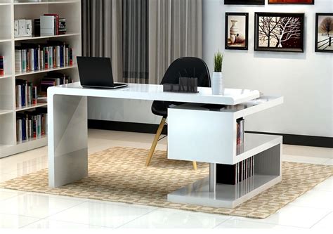 Zag White Lacquer Modern Office Desk | Contemporary Office Desk