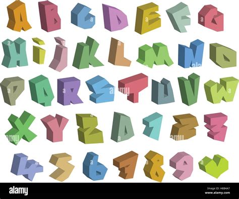 3D graffiti color fonts alphabet over white Stock Vector Image & Art ...