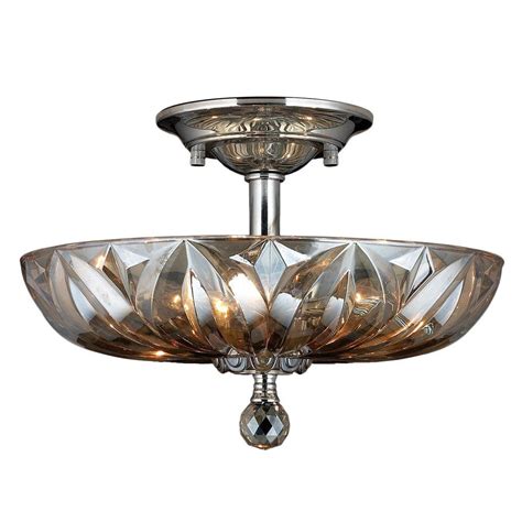 Worldwide Lighting Mansfield 4-Light Chrome and Golden Teak Crystal ...