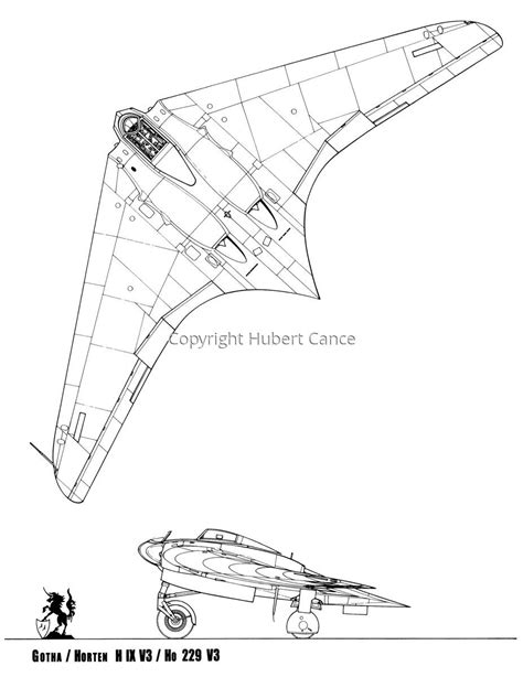 Drawing : "Gotha / Horten H.IX V3 / Ho 229 V3" (Original art by Hubert ...