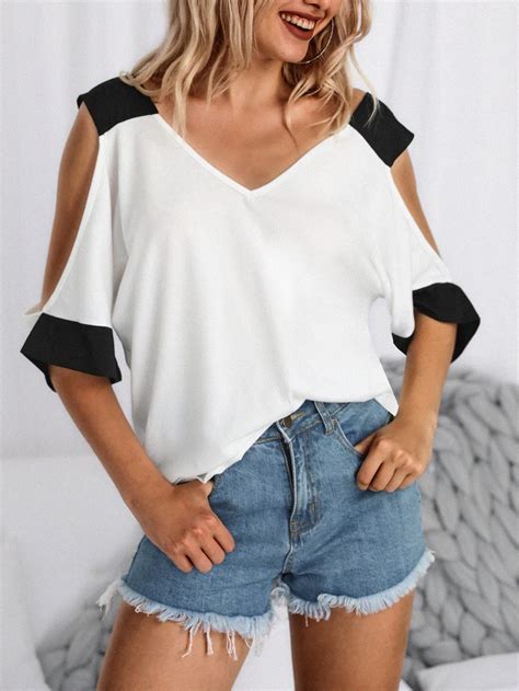 2019 New Fashion Women Stylish Elegant Summer Casual White T shirt Tee ...