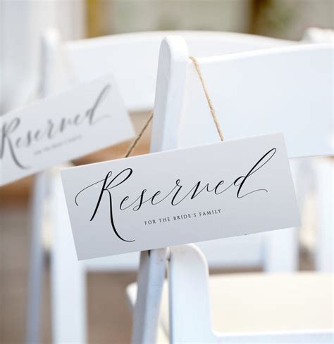 Printable Wedding Reserved Signs | Download. Edit. Print.