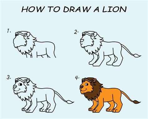 Step by step to draw a Lion. Drawing tutorial a Lion. Drawing lesson ...