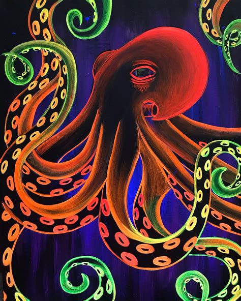 Octopus Blacklight Painting . in 2021 | Neon painting, Octopus painting ...