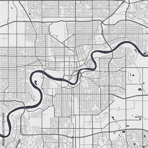 Urban city map of Edmonton. Vector poster. Grayscale street map. Stock ...