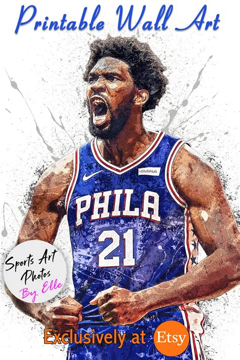 Joel Embiid Poster Philadelphia 76ers Wall Art Printable | Etsy in 2021 ...