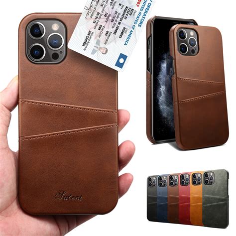 For New iPhone 12 Mini/12 Pro/Max Card Holder Leather Slim Back Phone ...