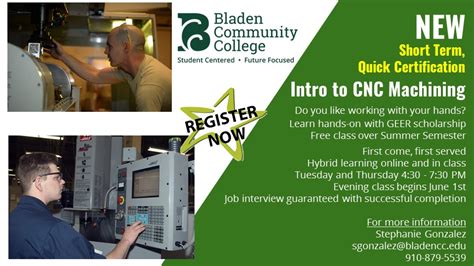 Coming June 1st – Introduction to CNC Machining at Bladen Community ...