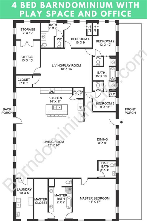 30X60 4 Bedroom Floor Plans - floorplans.click