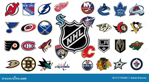 Logo Of All National Hockey League Teams. Nhl Team Cartoon Vector ...