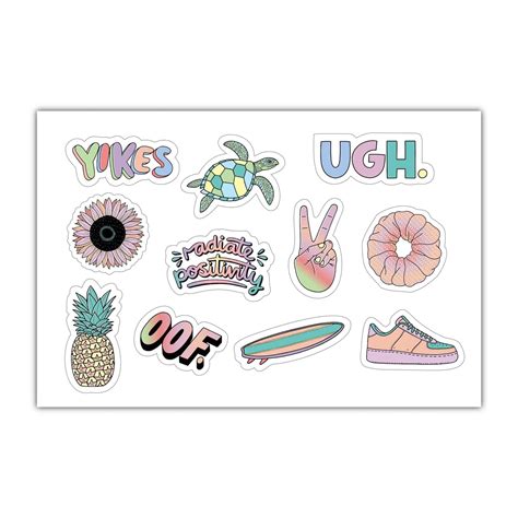 Aesthetic Stickers Mini Sticker Sheet SMALL miniature 1" x 1" Water Bo ...