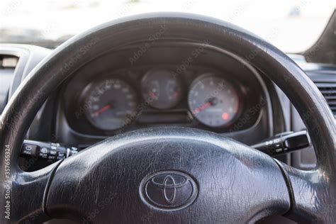 Interior of Toyota Caldina car of 2000 release in the back of a silver ...