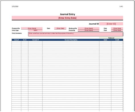 Journal Entry Template - https://www.spreadsheetshoppe.com/