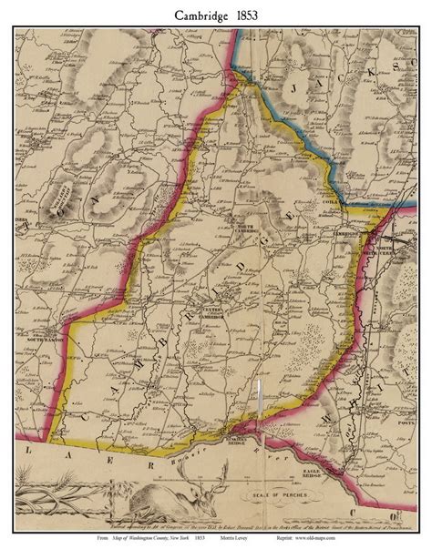 Cambridge, New York 1853 Old Town Map Custom Print - Washington Co ...