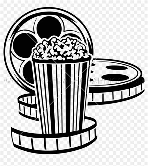 Movie Reel And Popcorn Png - Movie Night Clip Art Black And White ...