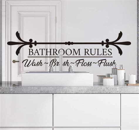 bathroom rules text wall decal - TenStickers