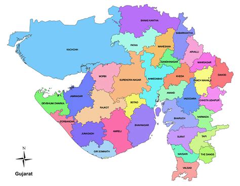 Gujarat State Map With Districts