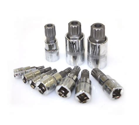 10pc XZN 12 Point MM Triple Square Spline Bit Socket Set Tamper Proof ...