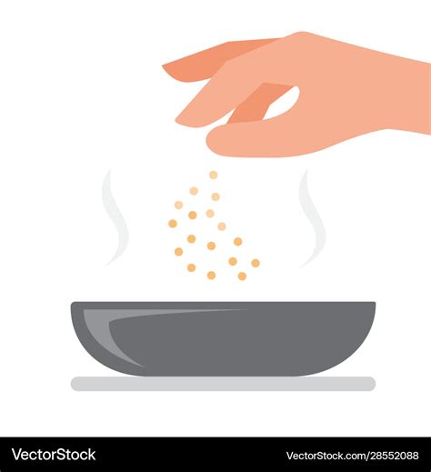 Hand sprinkle salt on bowl chef seasoning Vector Image