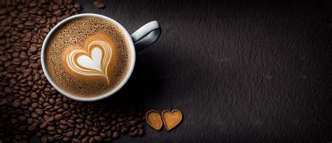 The cup of latte coffee with heart shaped latte art and . 23010450 ...