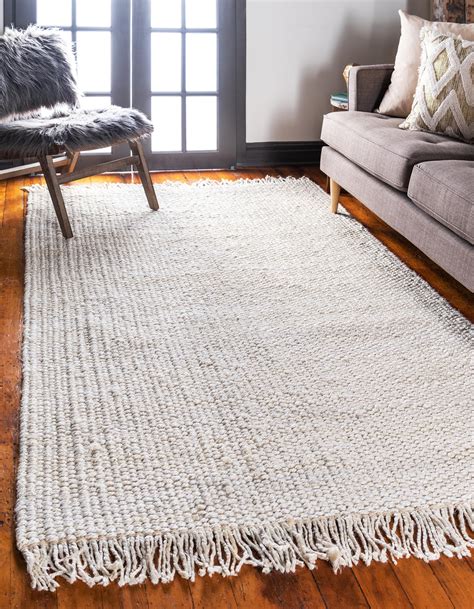 Ivory 5' x 8' Chunky Jute Rug | eSaleRugs