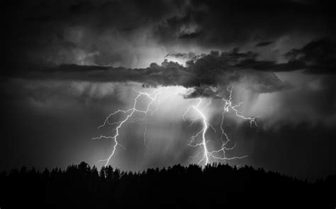 Download Black & White Cloud Sky Night Photography Lightning HD Wallpaper