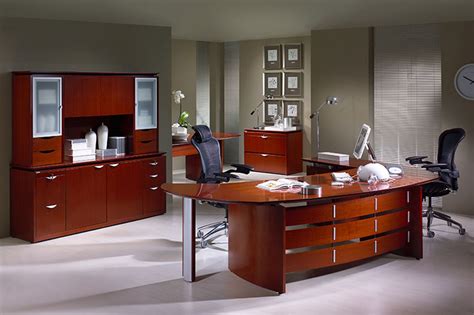 3pc Oval Shape Modern Contemporary Executive Office Desk Set, #PF-TEC ...