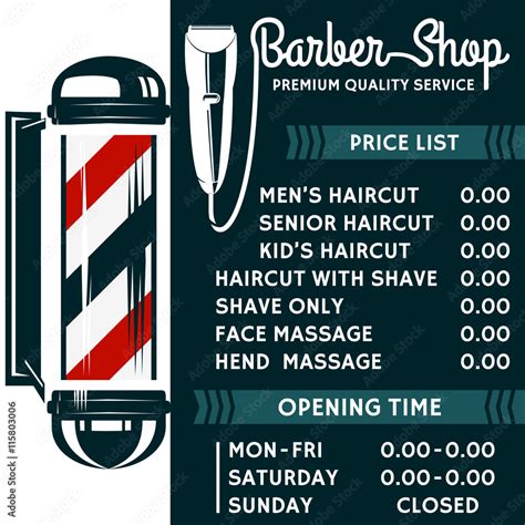 Barber Shop vector price list template. Haircut and shave retro barber ...