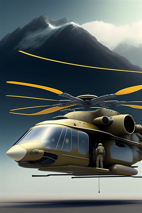 Lexica - Futuristic military cargo helicopter concept art