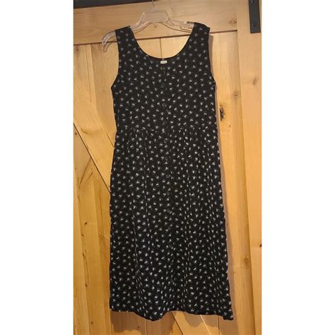 LL Bean Size 12 Black Gray Floral Button Front... - Depop