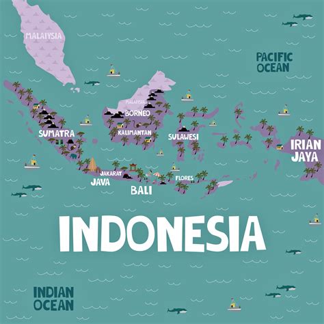 Indonesia Map of Major Sights and Attractions - OrangeSmile.com