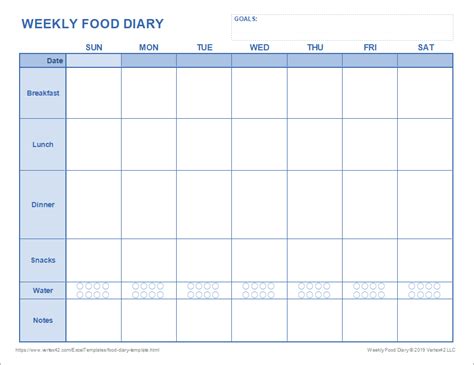 Free Printable Food Diary Sheets