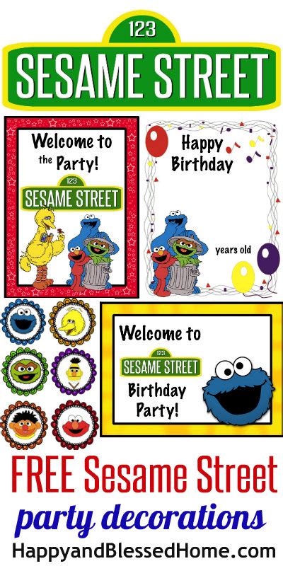 FREE Sesame Street Birthday Party Decorations - Happy and Blessed Home