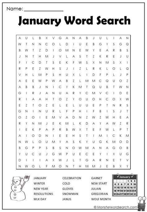 Check out this fun free January Word Search, free for use at home or in ...