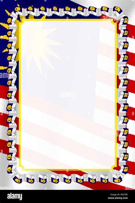 Frame and border of ribbon with Malaysia flag, template elements for ...