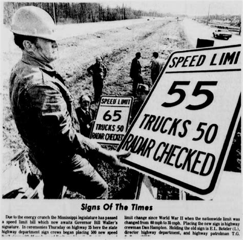 55 mph signs being installed in Mississippi early 1974. Speed Limit ...