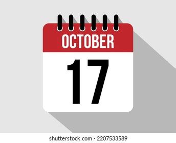 17 October Calendar Vector Icon Red Stock Vector (Royalty Free ...