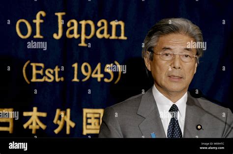 Japan's foreign minister Hirofumi Nakasone attends the press conference ...