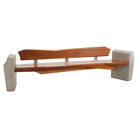 Large Exterior Outdoor Bench with Modern Concrete Wood and Stainless ...