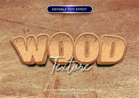 Premium Vector | Wood texture text edtable text effect style