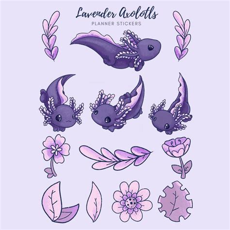 Digital Planner Stickers – “Lavender” Axolotl (Digital Download) | Evy ...