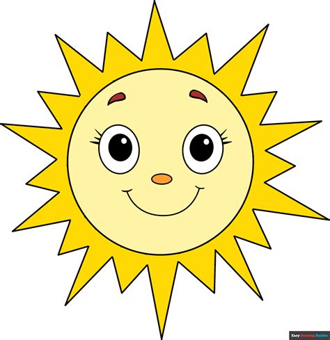 How to Draw a Smiling Sun - Really Easy Drawing Guides