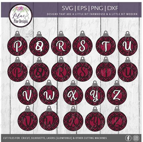 Christmas Ornament Monogram Set SVG Personalized Ornament - Etsy